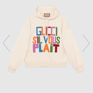 Gucci Felted cotton Hooded sweatshirt with patch 'Ivory' 721427-XJFFW-9162